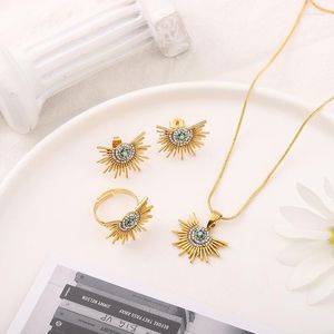 Halskette Ohrringe Set MANDI Trendy Explosion Sun Eye Schmuck Naturstein Zirkon Intarsien vergoldet Ohrstecker Sets für Frauen