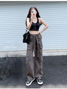 Women's Jeans Retro High Street Work Pants Baggy Women High-waisted Multi-pocket Loose Spicy Girls Casual Female