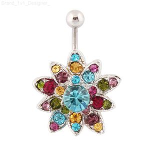 Kroppsmycken Blomma Piercing Jewelry Navel Rings Belly Button Rings Wholesale 14G Surgical Bar Steel Medical Steel Nickel-Free L230808