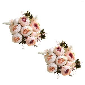 Fiori decorativi realistici vintage peonia finta fiore di seta matrimonio decorazioni per la casa confezione da 2 (rosa chiaro) Baby S respiro artificiale