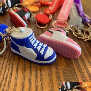 Shoe Parts Accessories Basketball Shoes Keychains Straps 3D Stereo Sports Pvc Key Chain Pendant Car Bag Pendants Gift 8 Colors Drop Deliv