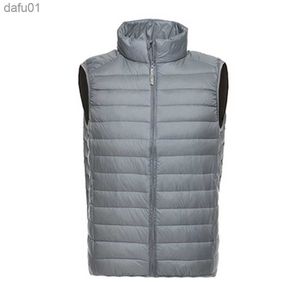 Alta qualità nuovo autunno inverno piumino leggero ultra sottile gilet da uomo colletto alla coreana piumino d'anatra bianco plus size S-4XL L230520