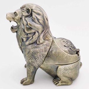 Lion Ashtray with Cover Windproof Household Decoration Metal Creative Decorative Ashtray Smoking Accessories HKD230808