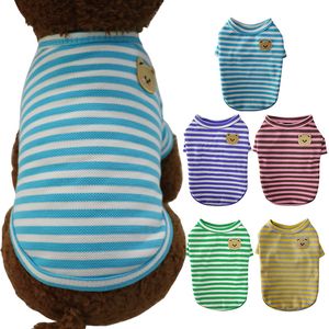 Dog Apparel Summer Striped Shirt Cotton Casual Pet Vest Comfortable Costume Puppy TShirt Breathable Clothes 230807