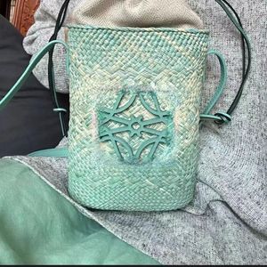 Borsa di paglia alla moda in stile francese Nuova borsa a tracolla da donna fatta a mano Borsa a secchiello Borsa a tracolla Estate