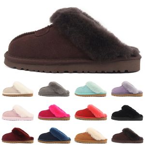 australia designer fur slippers womens slides sandals women winter snow shoes classic black chestnut purple navy brown sandal size 35-43