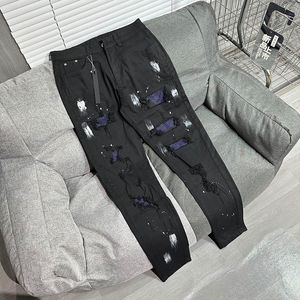 Designer Mens Jeans Denim Embroidery Pants Fashion Holes Trouser Hip Hop Zipper Trousers for Male