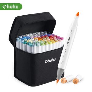 Маркеры Ohuhu Marker Pen Color Oily Art Set Double Head Diruling Manga Sketching Raing Allogle Felt School Supplies 230807