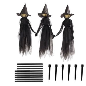 Other Event Party Supplies Halloween Decorations Outdoor Large Light Up Holding Hands Screaming Witches P15F 230808