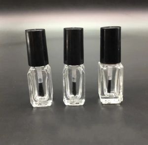 Großhandel 5 ml quadratische Glasflasche mit Pinsel, leer, transparent, Make-up-Werkzeug, Nagellackbehälter, Klarglas-Kleberflaschen für Proben LL