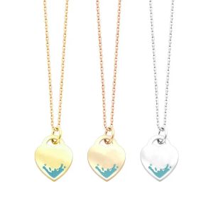 Collana in acciaio inossidabile di moda t lettera verde pesca oro rosa argento collana commercio estero ciondolo amore donna per donna