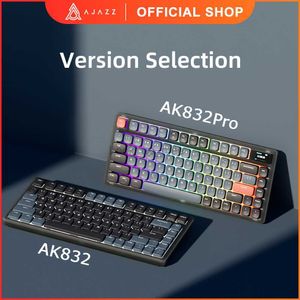 Ajazz Wired Mechanical Keyboard AK832 PRO 2500MAH Wireless 2.4G Bluetooth Colorful Lighting Gaming and Office for Windows PC HKD230808