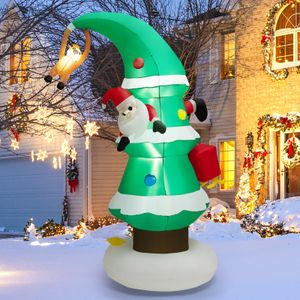 8FT Inflatable Christmas Tree with Santa Claus, Christmas Inflatables Blowup Holiday Decoration