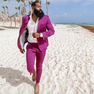 Abiti da uomo Summer Beach Uomo Blazer viola Smoking da giacca Prom Wedding Party Suit 2 pezzi Costume Homme Outdoor Mens Wear Coat Pant