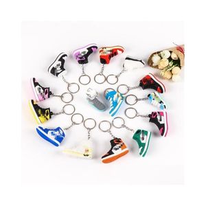 Peças de sapatos Acessórios Moda Stereo Tênis Chaveiros 3D Mini Tênis de Basquete Modelo Pingente Namorado Decorações de Bolo de Aniversário Dhqjv