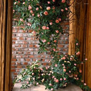 Decorative Flowers Artificial Flower Rose Ivy Vine Leaves Greeny Chain Wall Home Room Garden Hanging Plants Vase Wedding Garland Outside