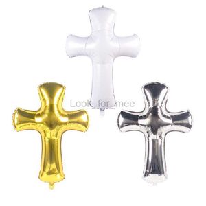 Cyuan Easter Cross Foil Helium Balloons Cristning First Commution Eucarist Party Decor Supplies Jesus Pentecost Air Globos HKD230808