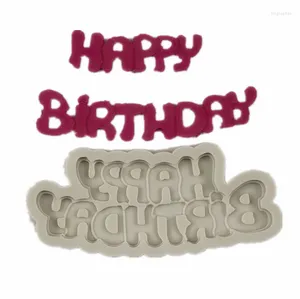Bakning formar Diy Happy Birthday Shape Sugarcraft Silicone Forms Letter Gumpaste Chocolate Fondant Cake Decorating Tools Partihandel