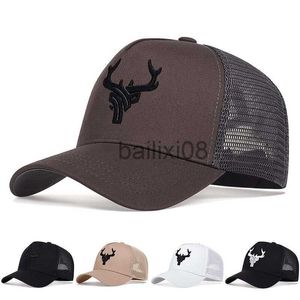 Ball Caps Unisex Animal Antlers Embroidery Baseball Net Caps Spring and Summer Outdoor Adjustable Casual Hats Sunscreen Hat J230807