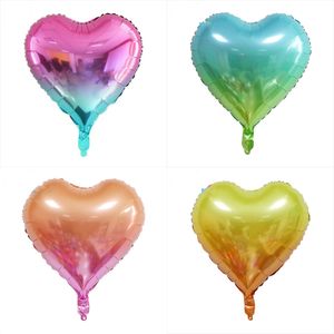 Andra evenemangsfestleveranser 5st Macaron Heart Foil Balloons 18 tum Rainbow Gradient Formed Helium för födelsedag Baby Shower Wedding Decoratio 230808