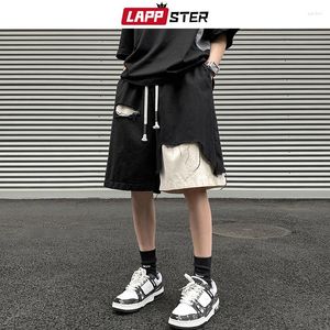Men's Shorts Y2k Streetwear Hip Hop Sweat Summer Men Patchwork Harajuku Black Grapic Korean Fashions Ripped