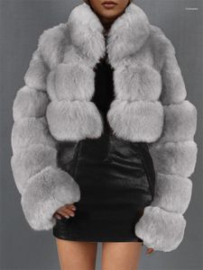 Roupas quentes de inverno de pele feminina 2023 moda casacos falsos feminino manga longa tops jaquetas acolchoadas para atacado
