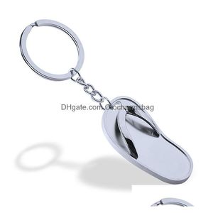 Sko delar tillbehör mode enkel nyckelkedja flip flops toffloare loafer nyckelring smycken unika design keyring present nyckel kedja ring droppe