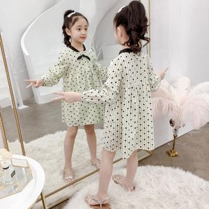 Vestidos para meninas Lazer para meninas Manga comprida Lazer infantil Moda Vestido de princesa 3-12 idades Crianças para meninas