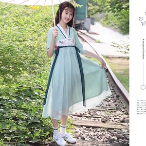 summer dress women's chinese short sleeved antique style cute girl's skirt