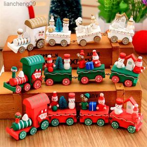 Jultåg från Wood Natale Decoration Santa Claus Bear Xmas Kid Toys Wood Gift Home Ornament Navidad Nytt år L230620