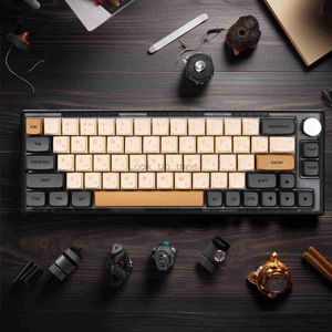 MATHEW TECH MK66 Shimmer 65 Percent Keyboard Hot-swappable Three-mode Wireless 65% Layout Gateron Milky Yellow Switch HKD230808