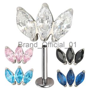 G23 Titanium Eor Pierc 3 Marquise CZ 포장 탑 스레드 Labret Studs Tragus Pircing Earring Lip Tongue Stud Body Jewelry x0808