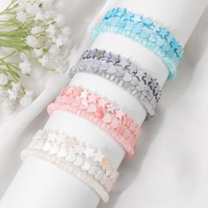 Strand Colorful 3st/Set Shell Armband Set Star Heart Shape Pärlor Mor till Pearl Stretch Bangles Sommarstrandsmycken