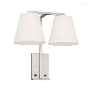 Lampada da parete moderna semplice nichel satinato rifinito luce camera da letto con interruttore per apparecchi di decorazione per interni bagno camera EL 9195