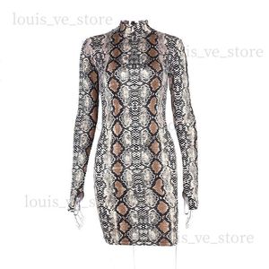 2018 Frühlingsschlange Haut Langes Kleid Ladies Sexy Turtle Neck Bodycon Party Mini Kleider Kurzarm Frauen Kleidung RF0898 T230808