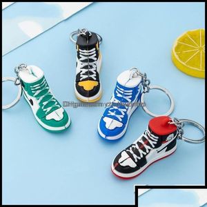 Shoe Parts Accessories Keychains Fashion New Style Stereo Sneakers Button Pendant 3D Mini Basketball Shoes Model Soft Pla Drop Delivery