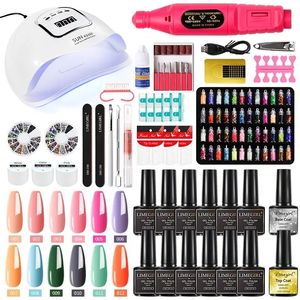 Limegirl manikyruppsättning för nagelförlängningar gel nagellack set akryl kit poly nagelgel set med uv led nagellampa gelsatser nagelverktyg set