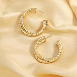 Hoop Earrings Gold Color Pearl Set Metal Dangle Vintage Circle Geometric Twist For Women Girls Trendy Jewelry