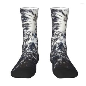 Men's Socks Cute Spotted Cowhide Pattern Brown And White Women Men Warm 3D Printing Faux Fur Basketball Sports