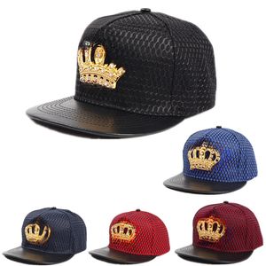 New Crown Metal Etichetta Hip Hop Hat Hip Hop Fashion European e American Hip-Hop Baseball Cap Flat Brim Cap Couple Coppia Sole Protection Hat Fashion