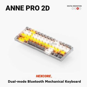 Anne Pro 2 2D Hot Swap 60% Portátil Mini Teclado Mecânico Bluetooth 5.0 Com Fio RGB Retroiluminação Teclados para Jogos Win MAC Linux HKD230808