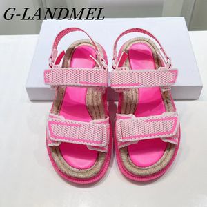 إصبع القدم 146 Open Women Sandals Beach Magic Tape Flat Platform Holiday Orange Pink Designer Summer Sandal Fashion Facality Soe 2 82 8