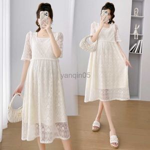 Moderskapsklänningar 5118# 2023 Summer Korean Fashion Lace Maternity Dress Sweet A Line Slim Clothes For Pregnant Women Pregrancy Clothing HKD230808