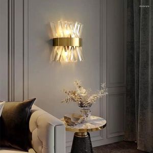 Lampada da parete Modern Crystal Golden Luxury Stair Light LED Rame Decor Atmosphere Per Camera da letto Sala da pranzo Sala da pranzo Corridoio