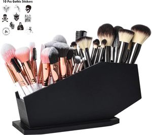 Storage Baskets Gothic Coffin Brush Holder Makeup Box Wood Eye Shadow Eyebrow Pen Cosmetic Ghost Home Decor 230807