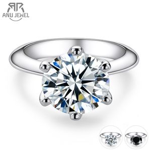 Anéis de Casamento AnuJewel 1ct 2ct 3ct 5ct D Cor Anel de Noivado Para Mulheres 925 Prata Esterlina Banhado a Ouro Anéis Solitários Atacado 230804