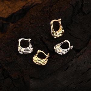 Creolen 925 Sterling Silber Punk Unregelmäßige Textur Glänzende Zirkon Perlen Ohr Knochen Gothic Für Frauen Piercing Schmuck BKEJ006