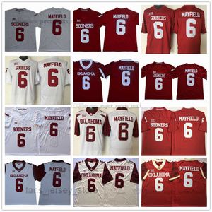 NCAA Koleji Futbol Formaları 6 Baker Mayfield 14 Sam Bradford Yüksek Kaliteli Dikişli Jersey Jersey Kırmızı Beyaz Siyah