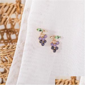 Stud Earrings 2023 Product Korean Small And Simple Purple Gradient Crystal Grape Cute Womens Elegant Wild Fruit Jewelry Drop Dhgarden Dhfg5