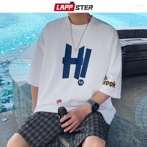 メンズTシャツこんにちはプリントコットンストリートウェアグラフィック2023夏の韓国のファッションハラジュクTシャツヴィンテージ特大のカジュアルティー